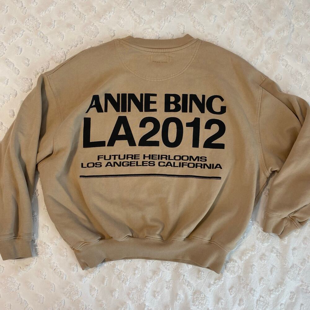 Anine Bing Jaci Sweatshirt Womens Size XS Crewneck LA 2012 Future Heirlooms Sand